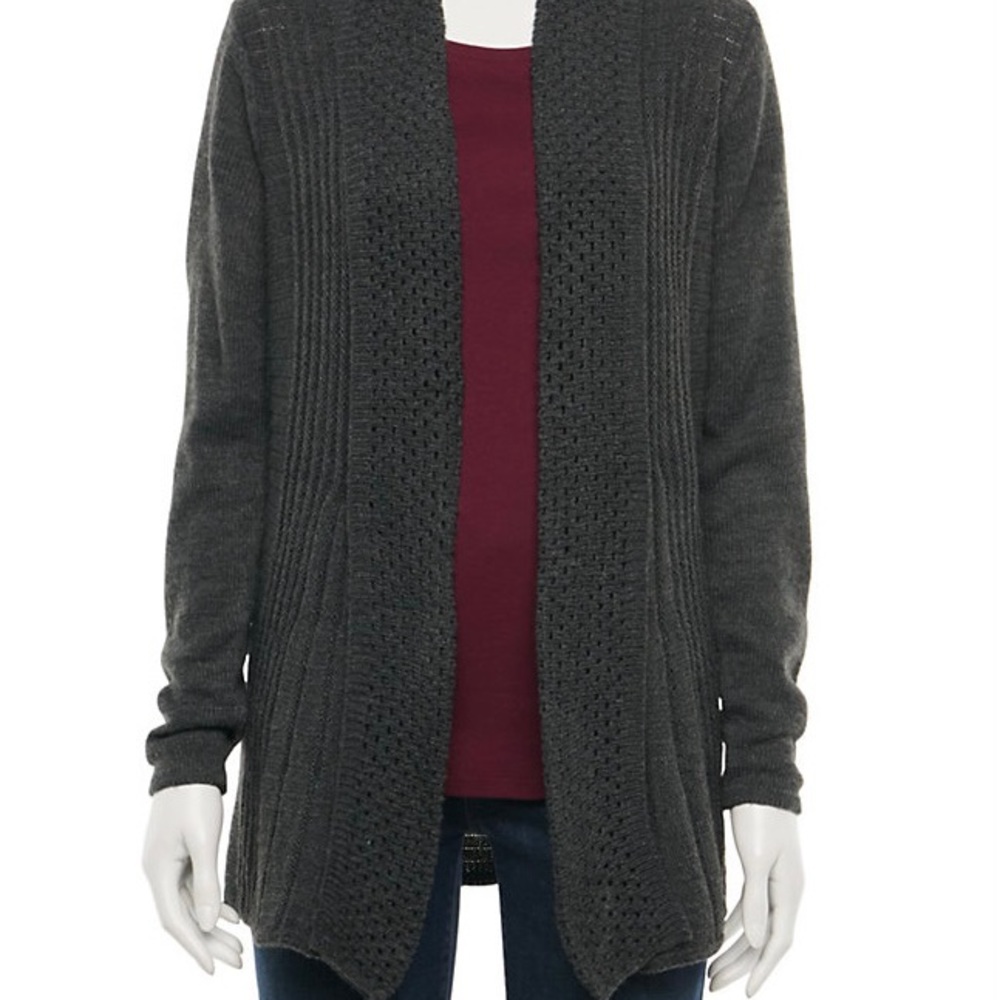 Charcoal Croft & Barrow‎ Open-Front Cardigan.